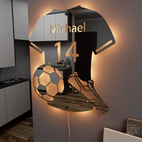 Personlig Fotbollsspelar-LED-Spegel